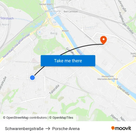 Schwarenbergstraße to Porsche-Arena map