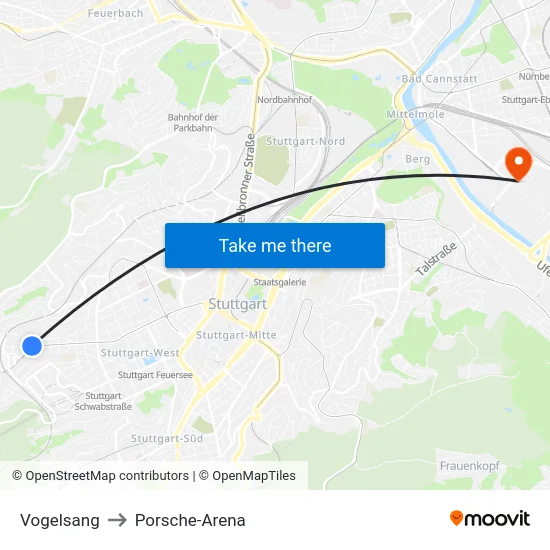Vogelsang to Porsche-Arena map