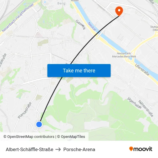 Albert-Schäffle-Straße to Porsche-Arena map