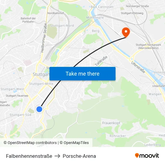 Falbenhennenstraße to Porsche-Arena map