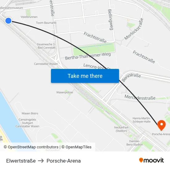 Elwertstraße to Porsche-Arena map