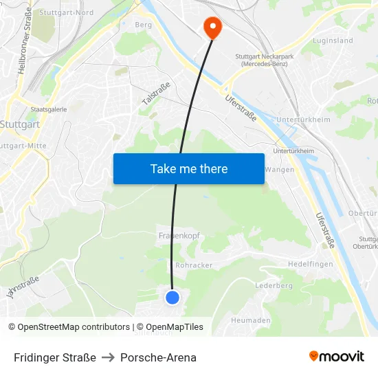 Fridinger Straße to Porsche-Arena map