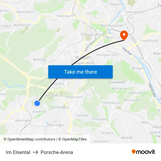 Im Elsental to Porsche-Arena map