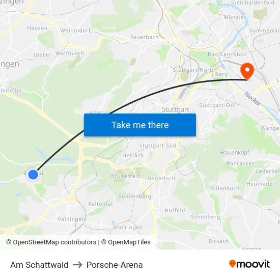 Am Schattwald to Porsche-Arena map