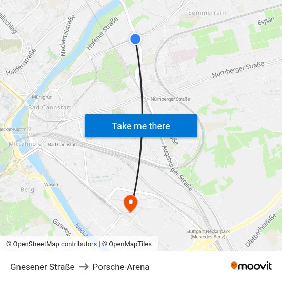 Gnesener Straße to Porsche-Arena map