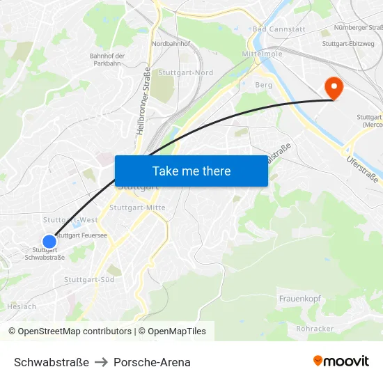 Schwabstraße to Porsche-Arena map