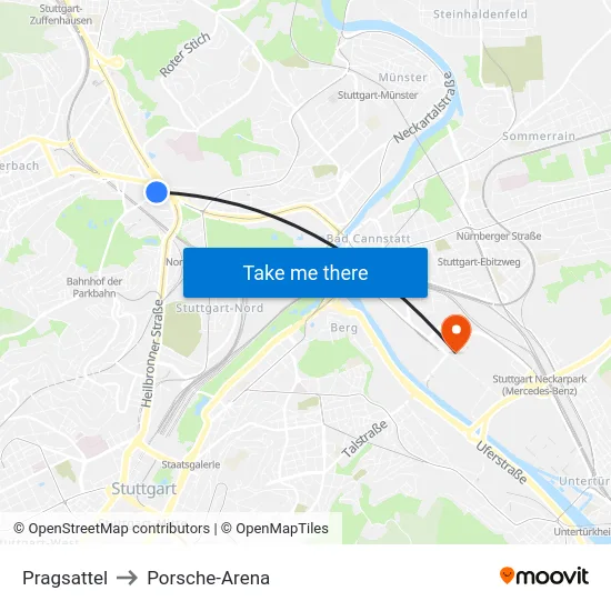 Pragsattel to Porsche-Arena map