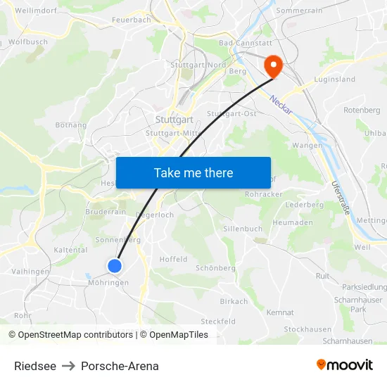 Riedsee to Porsche-Arena map