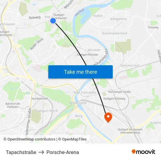 Tapachstraße to Porsche-Arena map
