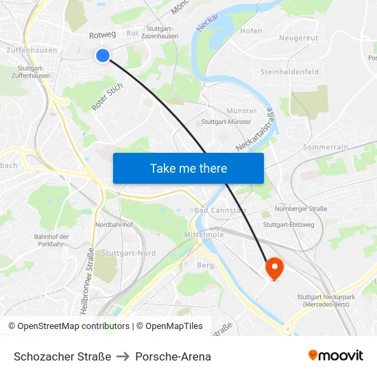 Schozacher Straße to Porsche-Arena map