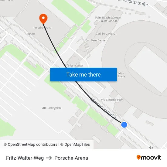 Fritz-Walter-Weg to Porsche-Arena map