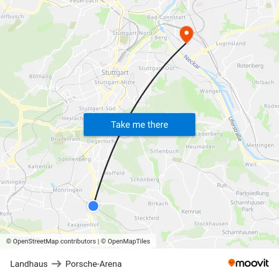 Landhaus to Porsche-Arena map