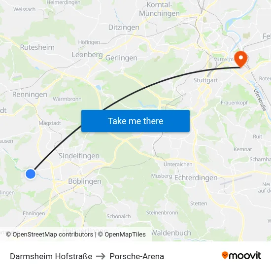 Darmsheim Hofstraße to Porsche-Arena map