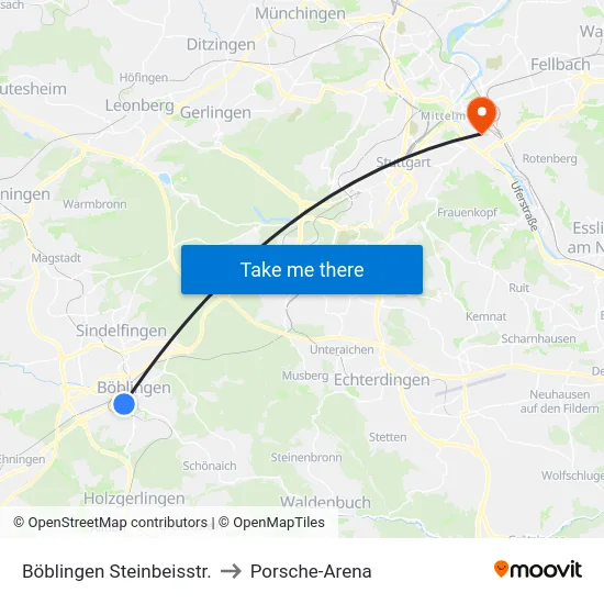 Böblingen Steinbeisstr. to Porsche-Arena map
