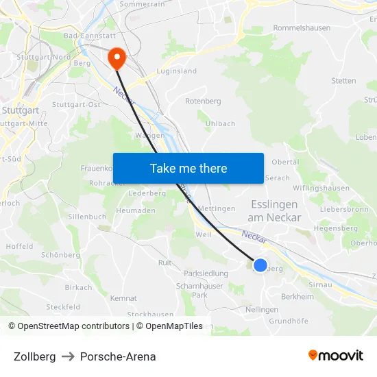Zollberg to Porsche-Arena map