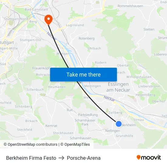 Berkheim Firma Festo to Porsche-Arena map