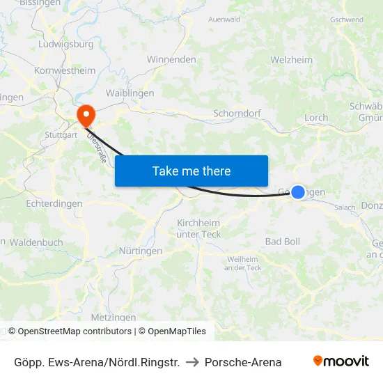 Göpp. Ews-Arena/Nördl.Ringstr. to Porsche-Arena map