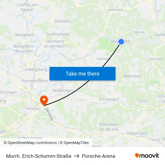 Murrh. Erich-Schumm-Straße to Porsche-Arena map