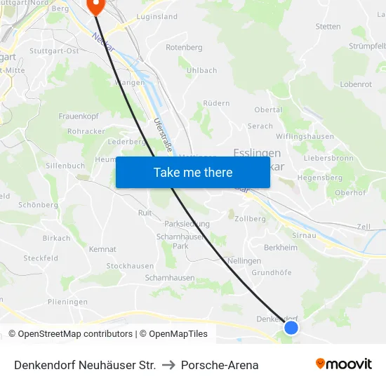 Denkendorf Neuhäuser Str. to Porsche-Arena map