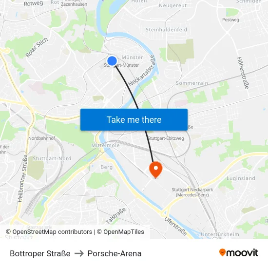 Bottroper Straße to Porsche-Arena map