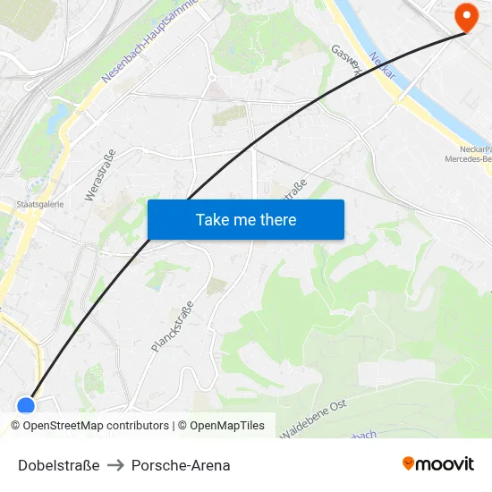 Dobelstraße to Porsche-Arena map