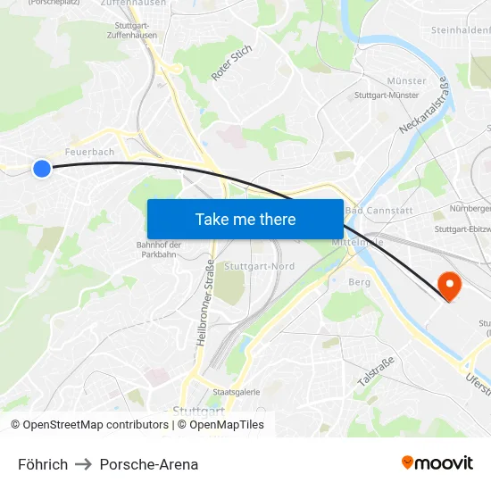 Föhrich to Porsche-Arena map