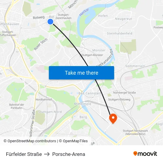 Fürfelder Straße to Porsche-Arena map