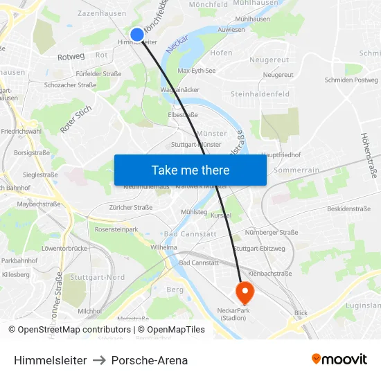 Himmelsleiter to Porsche-Arena map