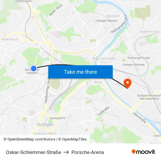 Oskar-Schlemmer-Straße to Porsche-Arena map