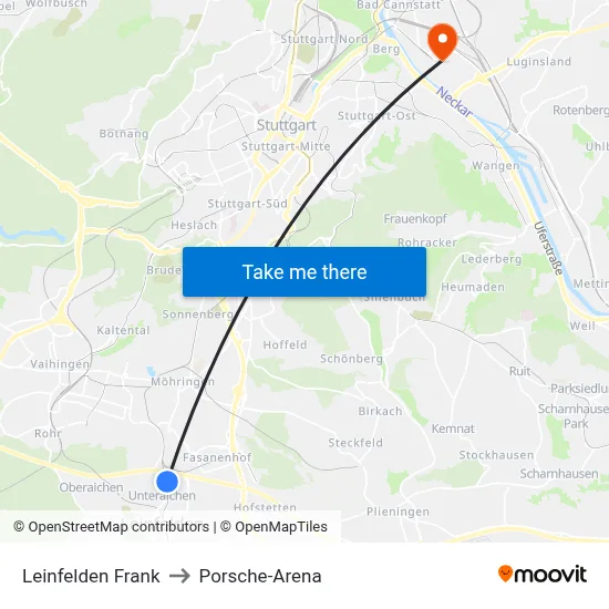 Leinfelden Frank to Porsche-Arena map