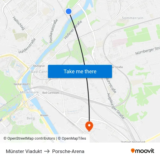 Münster Viadukt to Porsche-Arena map
