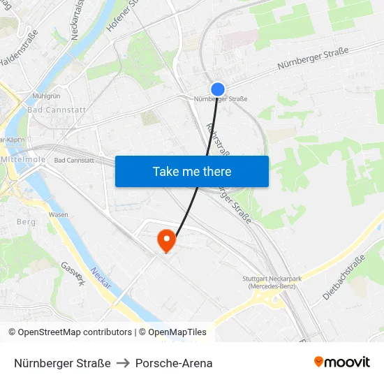 Nürnberger Straße to Porsche-Arena map
