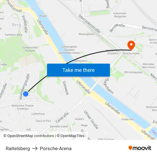 Raitelsberg to Porsche-Arena map