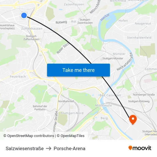 Salzwiesenstraße to Porsche-Arena map