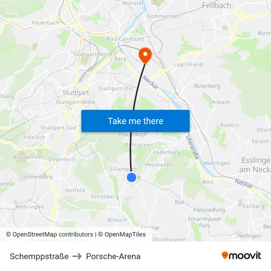 Schemppstraße to Porsche-Arena map