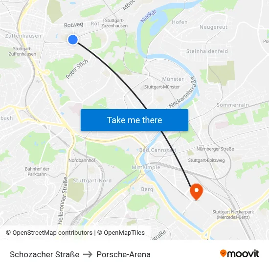 Schozacher Straße to Porsche-Arena map