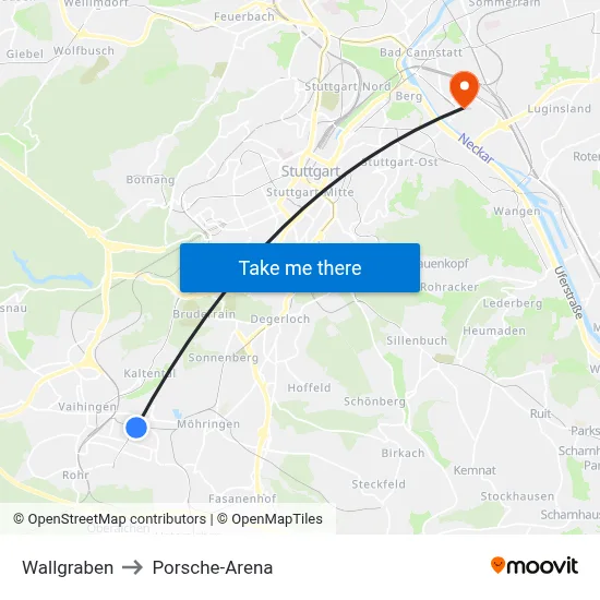 Wallgraben to Porsche-Arena map