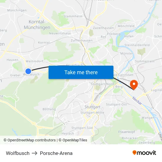 Wolfbusch to Porsche-Arena map