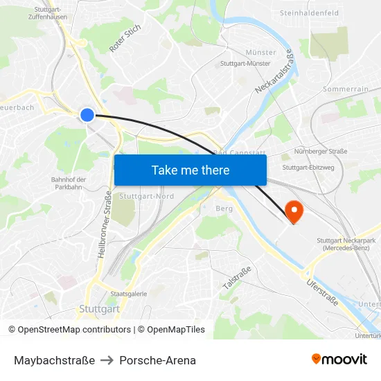 Maybachstraße to Porsche-Arena map