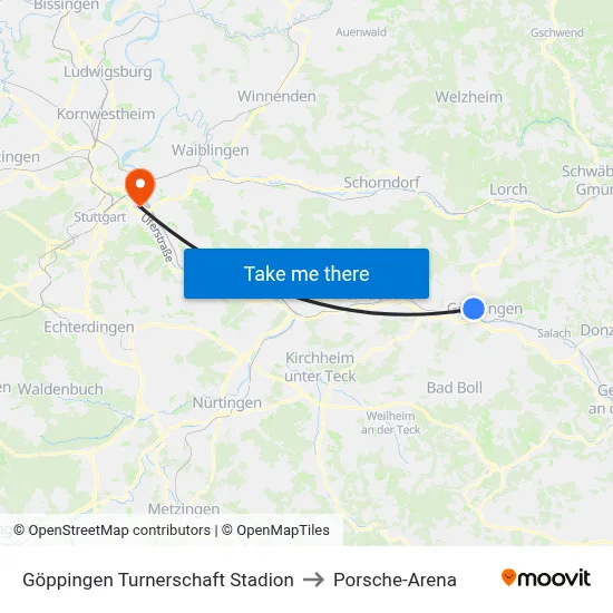 Göppingen Turnerschaft Stadion to Porsche-Arena map