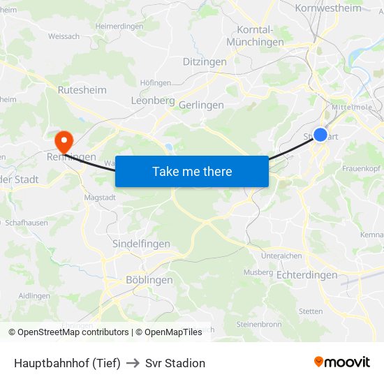 Hauptbahnhof (Tief) to Svr Stadion map