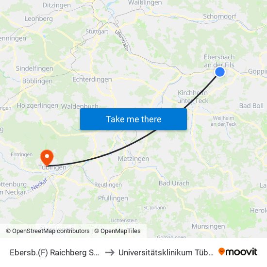 Ebersb.(F) Raichberg Schulz. to Universitätsklinikum Tübingen map
