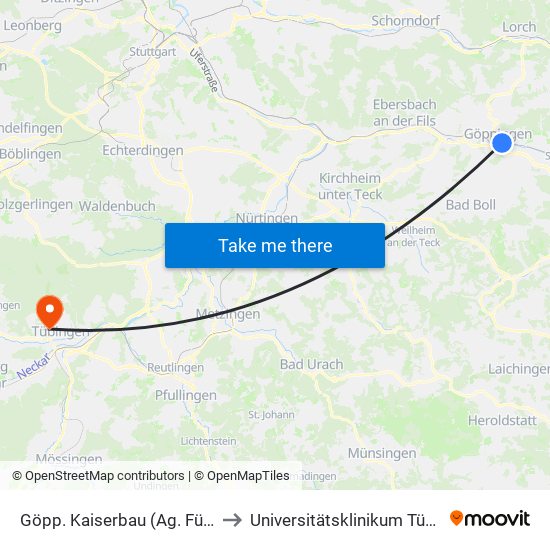 Göpp. Kaiserbau (Ag. Für Arb.) to Universitätsklinikum Tübingen map