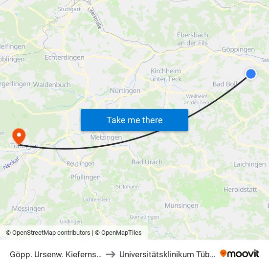 Göpp. Ursenw. Kiefernsteige to Universitätsklinikum Tübingen map