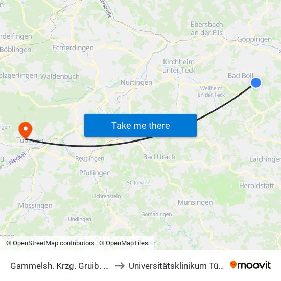 Gammelsh. Krzg. Gruib. Auend. to Universitätsklinikum Tübingen map