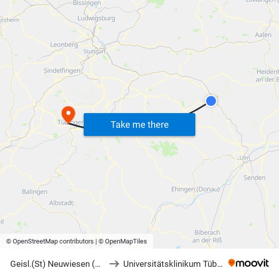 Geisl.(St) Neuwiesen (B466) to Universitätsklinikum Tübingen map