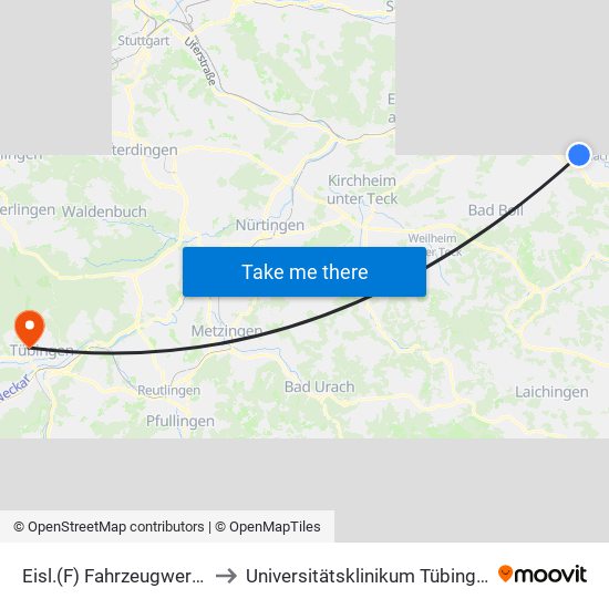 Eisl.(F) Fahrzeugwerke to Universitätsklinikum Tübingen map