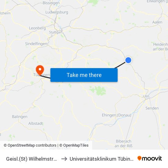 Geisl.(St) Wilhelmstraße to Universitätsklinikum Tübingen map