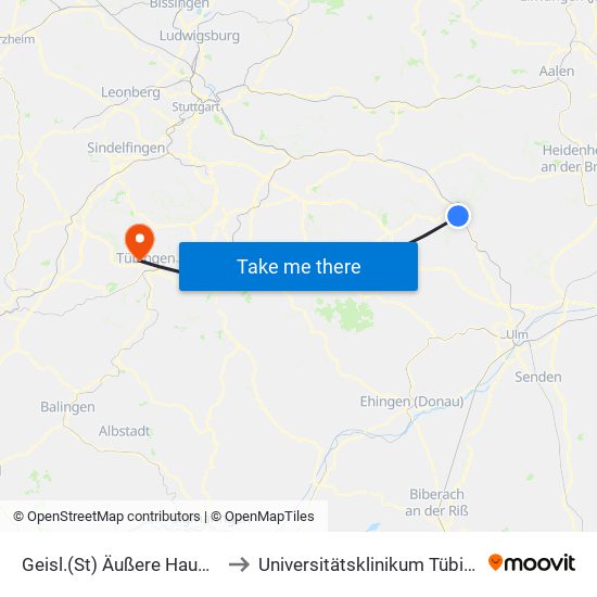 Geisl.(St) Äußere Hauptstr. to Universitätsklinikum Tübingen map