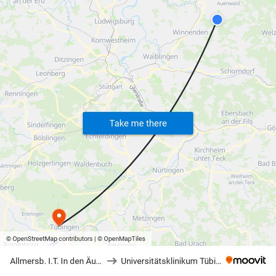 Allmersb. I.T. In den Äulesw. to Universitätsklinikum Tübingen map